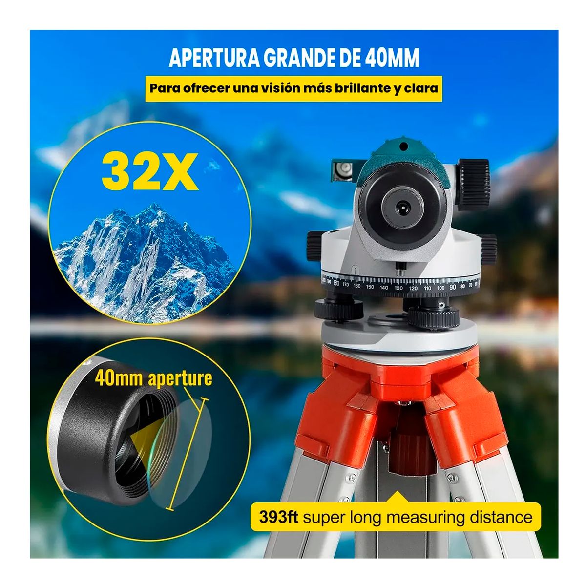 Nivel Topografica 32x Herramienta Profesional Tripode Mira, marca ESHOPANGIE - Foto 2