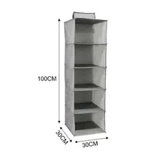 GENERICO - ORGANIZADOR DE TELA 100CM 5 COMPARTIMIENTOS GRIS