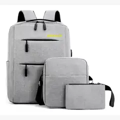 GENERICO - Kit Mochila Urbana Para Notebook Morral Estuche Pack De 3 Bolsos Mochila - GRIS.
