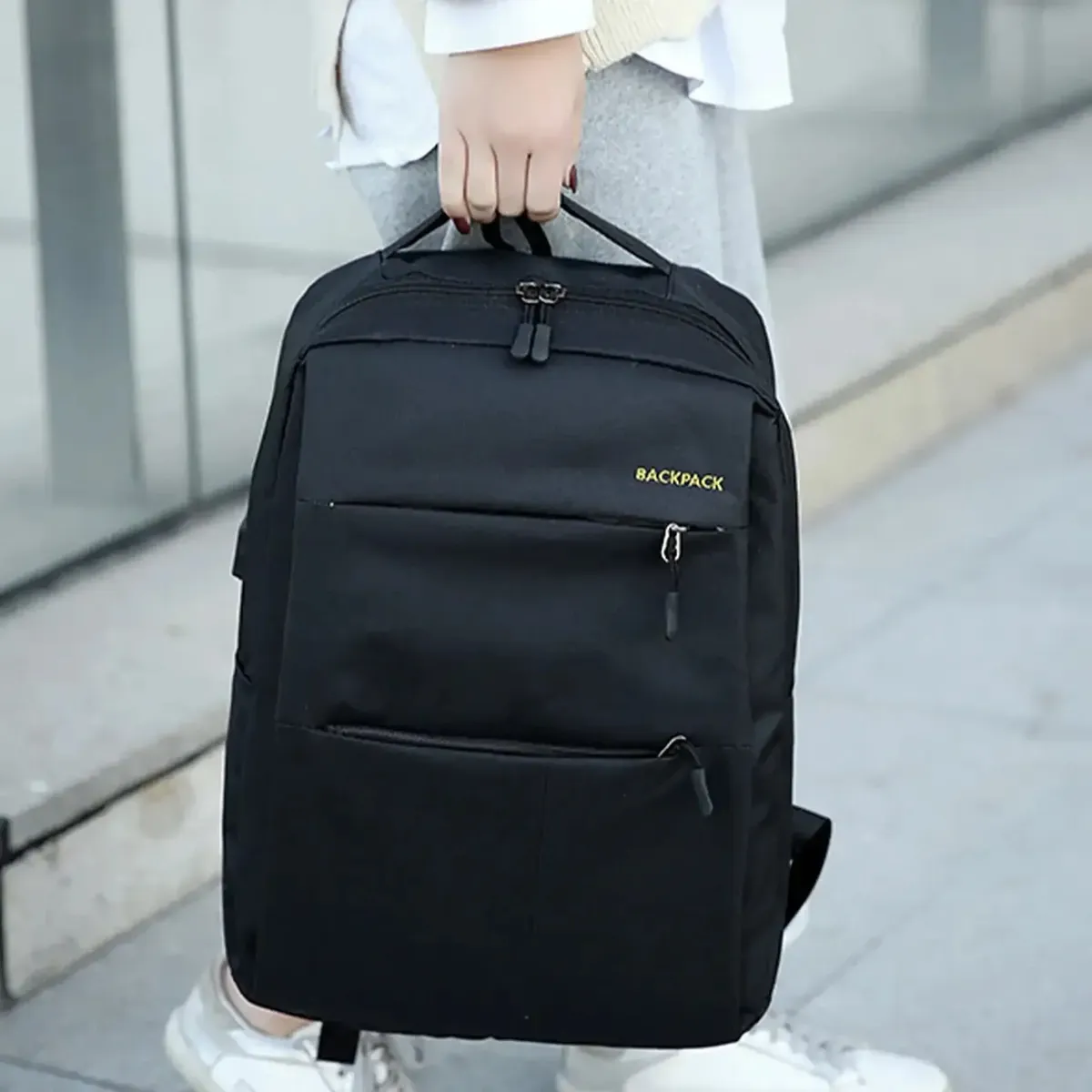 GENERICO - Kit Mochila Urbana Para Notebook Morral Estuche Pack De 3 Bolsos Mochila - NEGRO.