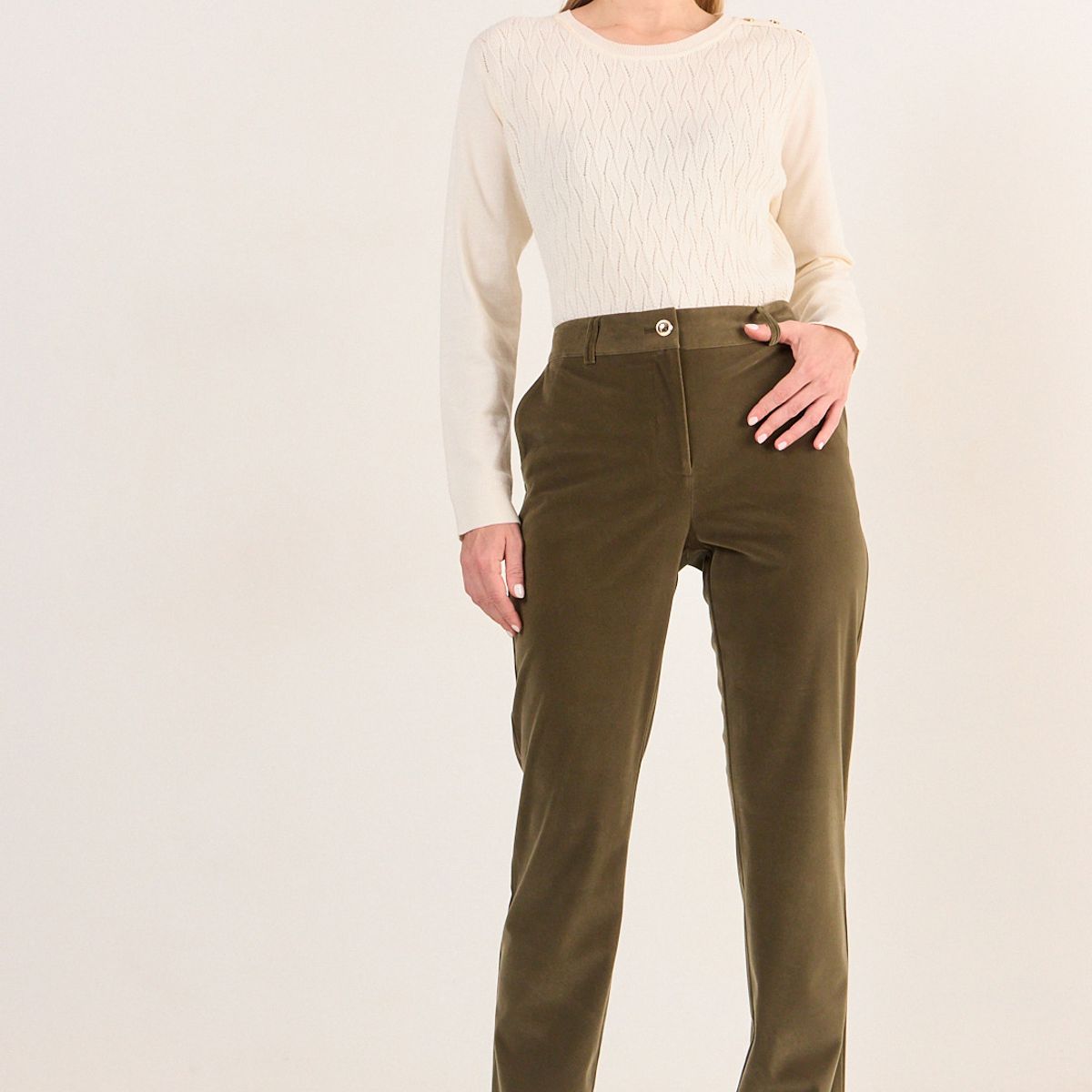 MA GRIFFE - Pantalon Terciopelo Mujer Verde Oliva Magriffe