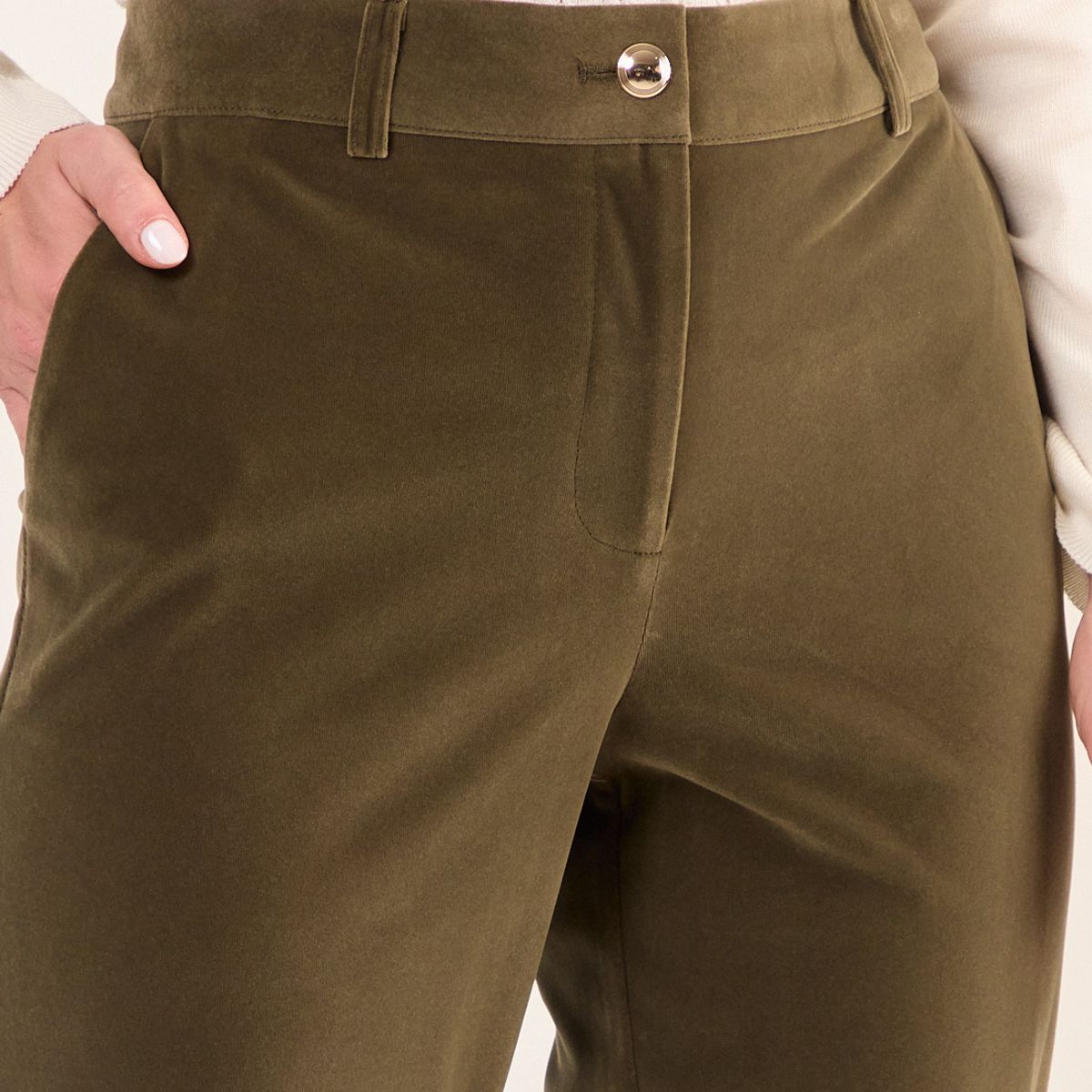MA GRIFFE - Pantalon Terciopelo Mujer Verde Oliva Magriffe