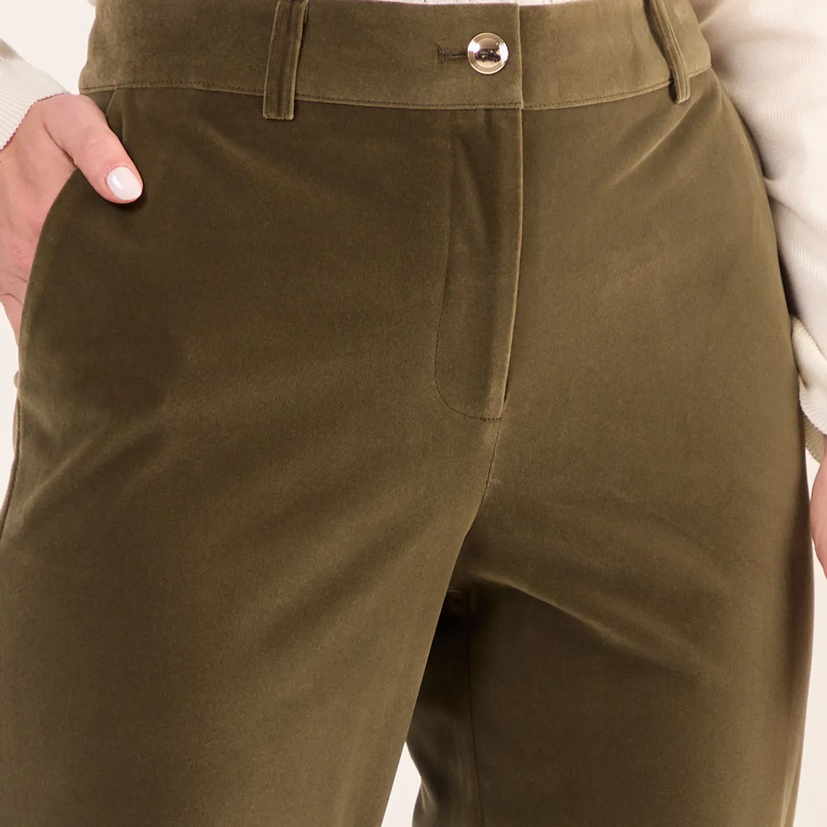 MA GRIFFE - Pantalon Terciopelo Mujer Verde Oliva Magriffe
