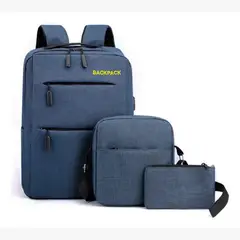 GENERICO - Kit Mochila Urbana Para Notebook Morral Estuche Pack De 3 Bolsos Mochila - AZUL.