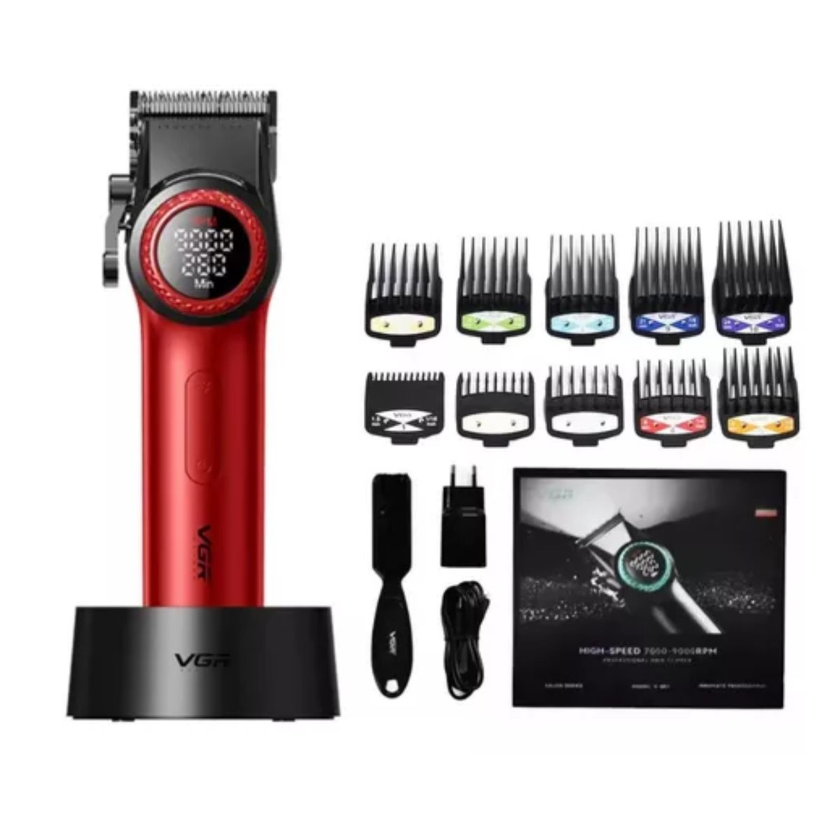 VGR - Cortapelo Profesional Vgr 001 Para Cabello Color ROJO 9000rpm