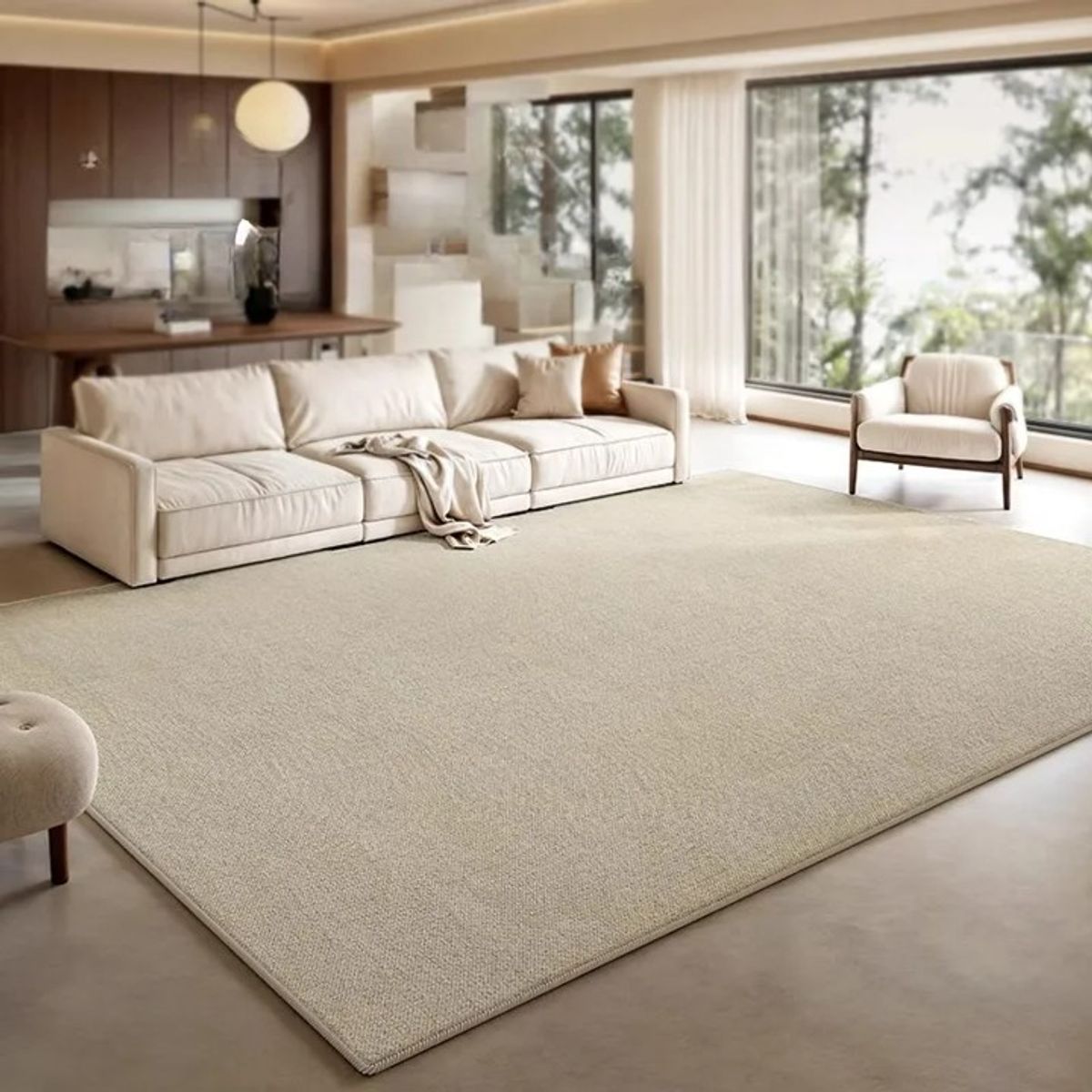 GENERICO - ALFOMBRA TEJIDA ANTIDESLIZANTE DE 200CM X 240CM COLOR BEIGE CM