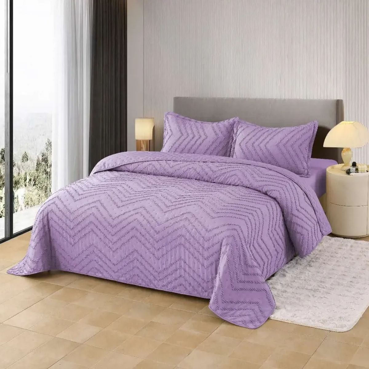 GENERICO - Quilt De Verano 2p + Fundas Chevron Zig Zag Colores