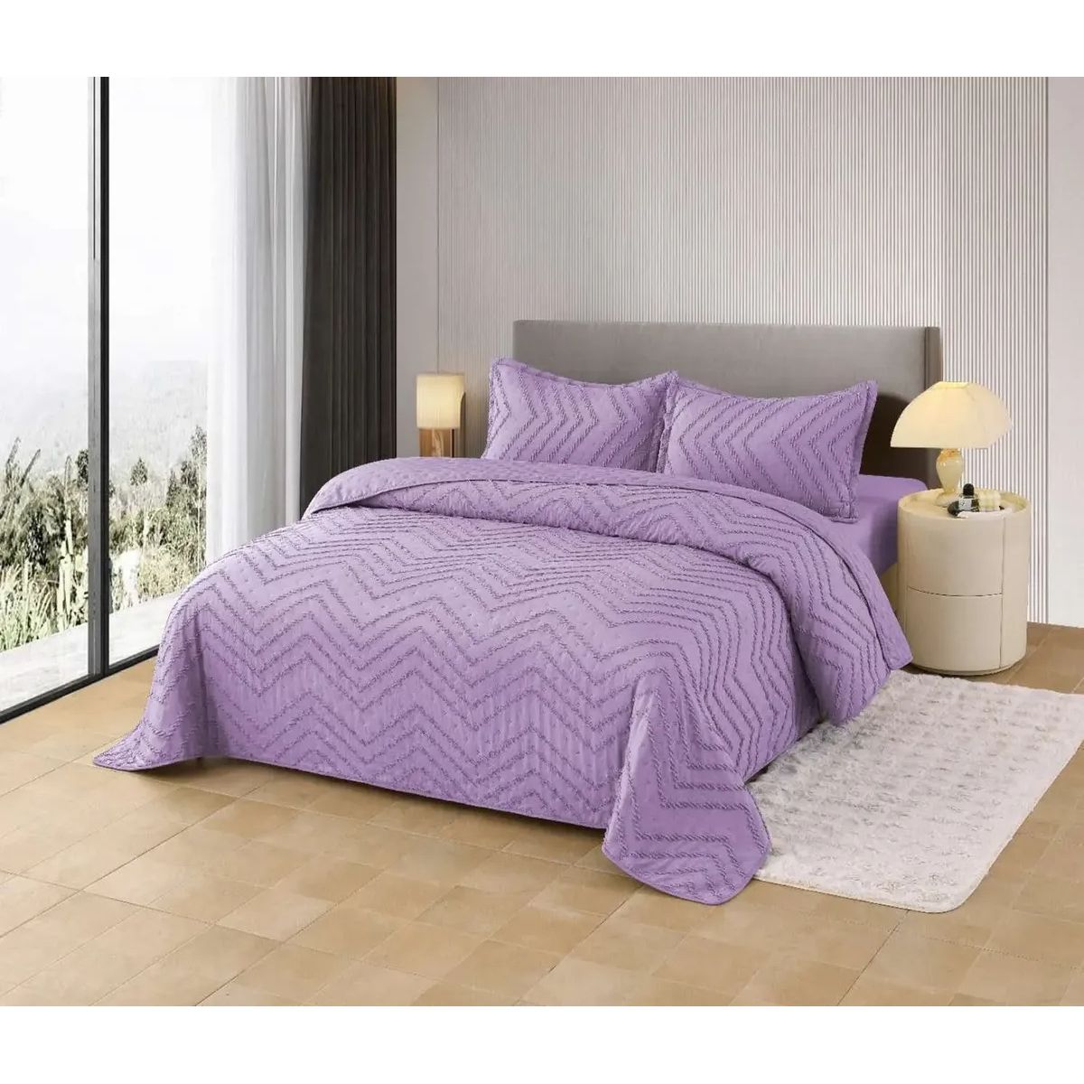 GENERICO - Quilt De Verano 2p + Fundas Chevron Zig Zag Colores