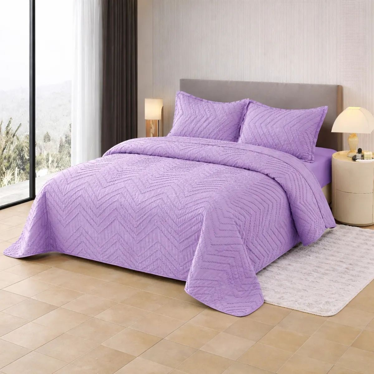 GENERICO - Quilt De Verano 2p + Fundas Chevron Zig Zag Colores