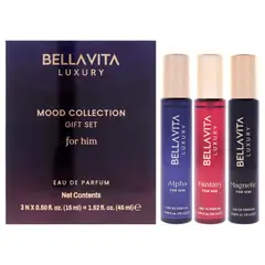 GENERICO - Bellavita Mood Collection Gift Set para Hombre 3 Pzs EDP 15 ml Alpha EDP +Fantasy+ Magnetic