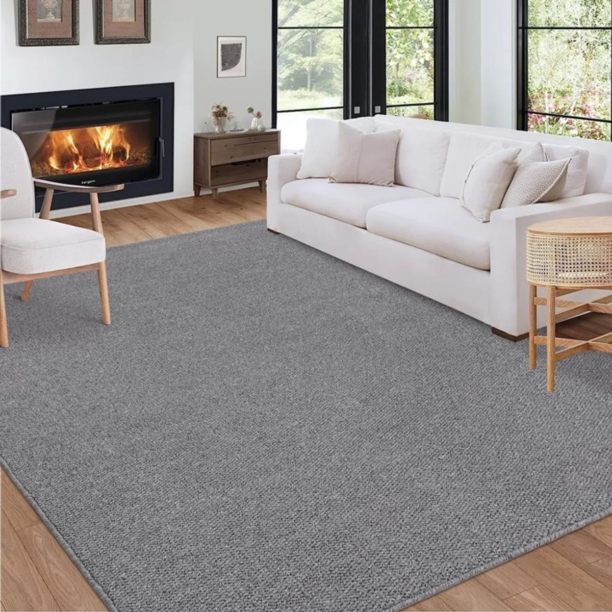 GENERICO - ALFOMBRA TEJIDA ANTIDESLIZANTE DE 160CM X 200CM COLOR GRIS CM