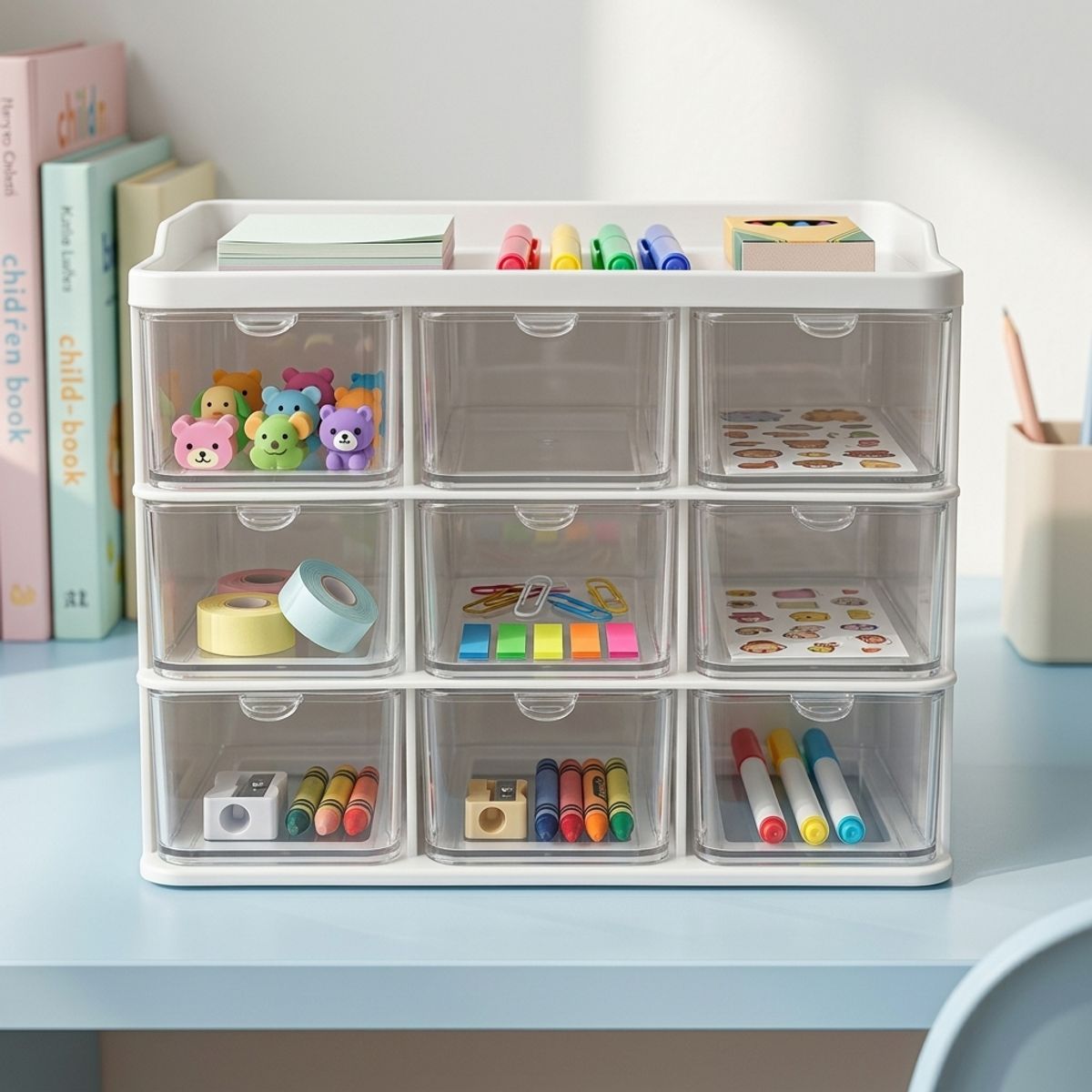 ARMONIA - Organizador Mini Mueble 3x3 9 Compartimientos Transparentes