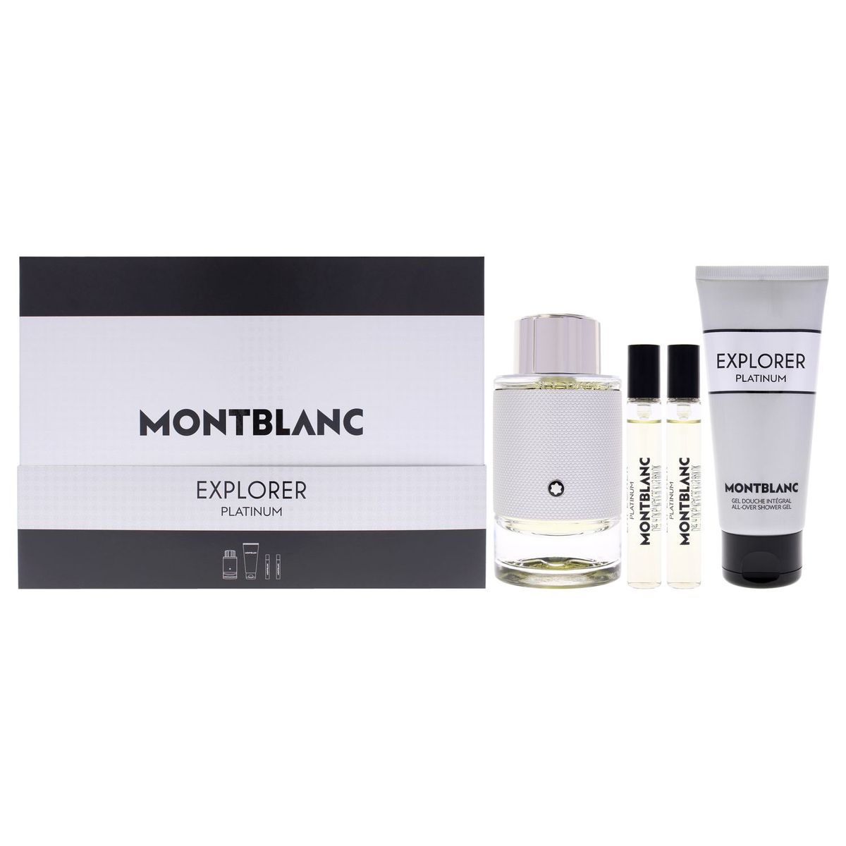 MONT BLANC - Mont Blanc Explorer Platinum Gift Set Hombre 4 Piezas EDP 98 ml EDP + 2 x 7.4 ml EDP Mini + 98 ml Shower Gel