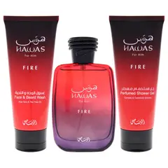 RASASI - Gift Set Hawas Fire Hombre EDP + Beard Wash + Shower Gel 3 Pzs