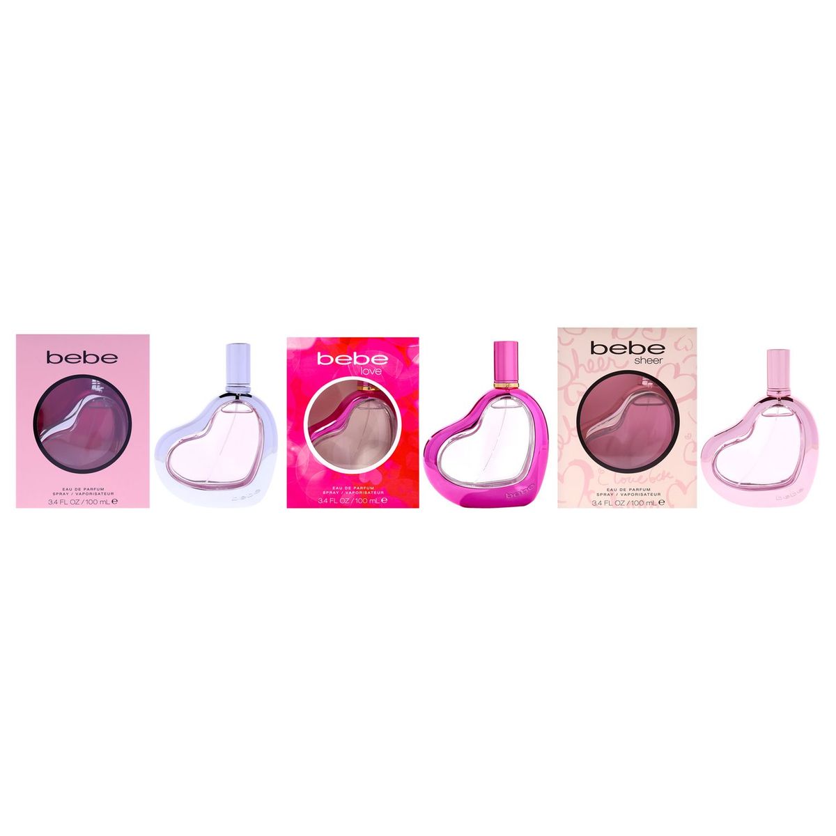 BEBE - Bebe The Lovely Trio Discovery kit Gift Set Mujer 3 Piezas EDP 101 ml Bebe Silver EDP + 101 ml Bebe Love EDP + 101 ml Bebe Sheer EDP