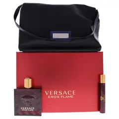VERSACE - Eros Flame Gift Set Hombre 3 Piezas EDP 101 ml EDP + 8.9 ml EDP + Trousse Man