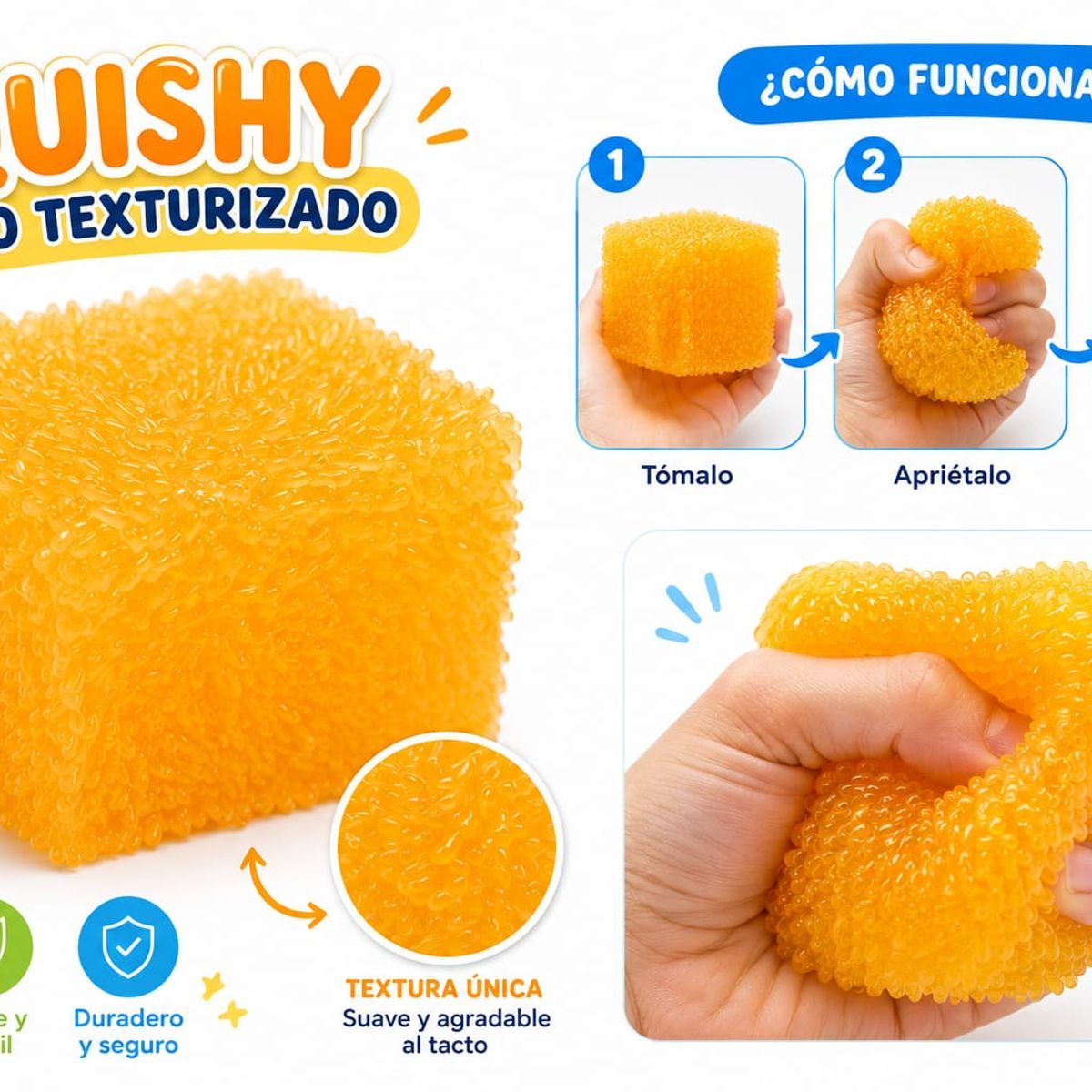 GENERICO - Squishy Cubos  texturizado  2 piezas pinch ice cube   - Juguete sensorial para la ansiedad. Stress
