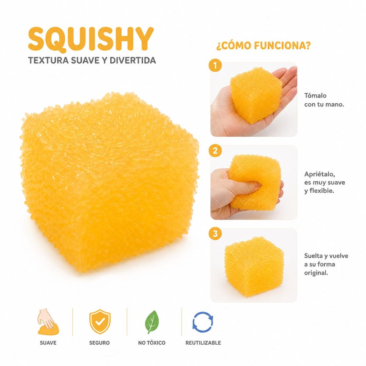 GENERICO - Squishy Cubos  texturizado  2 piezas pinch ice cube   - Juguete sensorial para la ansiedad. Stress