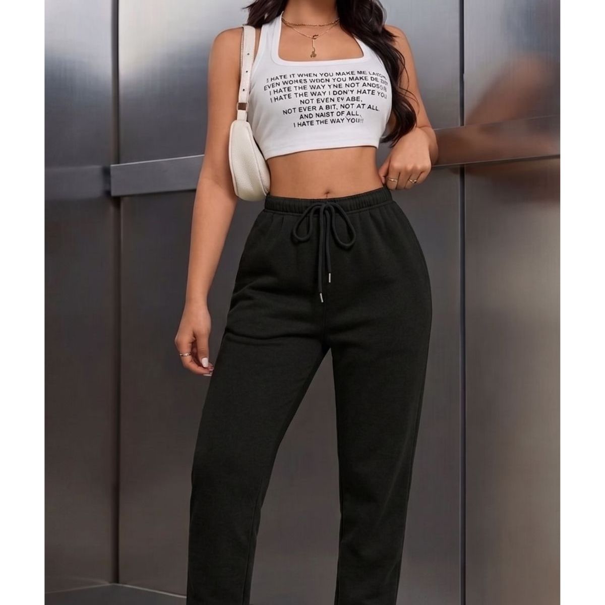 LOOK SHOP - Pantalón Buzo Mujer Recto Slim Forro Polar 676