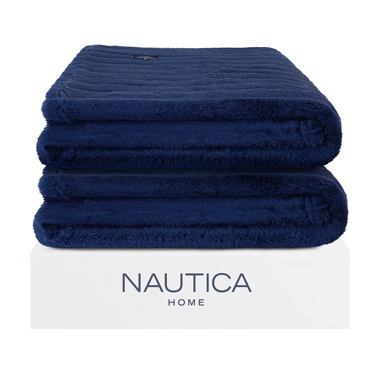 Pack 2 Mantas de cama Home Jacquard Franela ultrasuave 127x178cm azul Azul 1 PLAZA