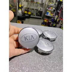 GENERICO - Set X4 Tapas centro de Llantas de autos 56mm universal Kia toda plata con óvalo