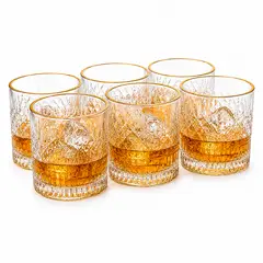 WAKESHOME - Pack 6 Vasos Elegante De 300ml Para Whisky, Escoces O Ron