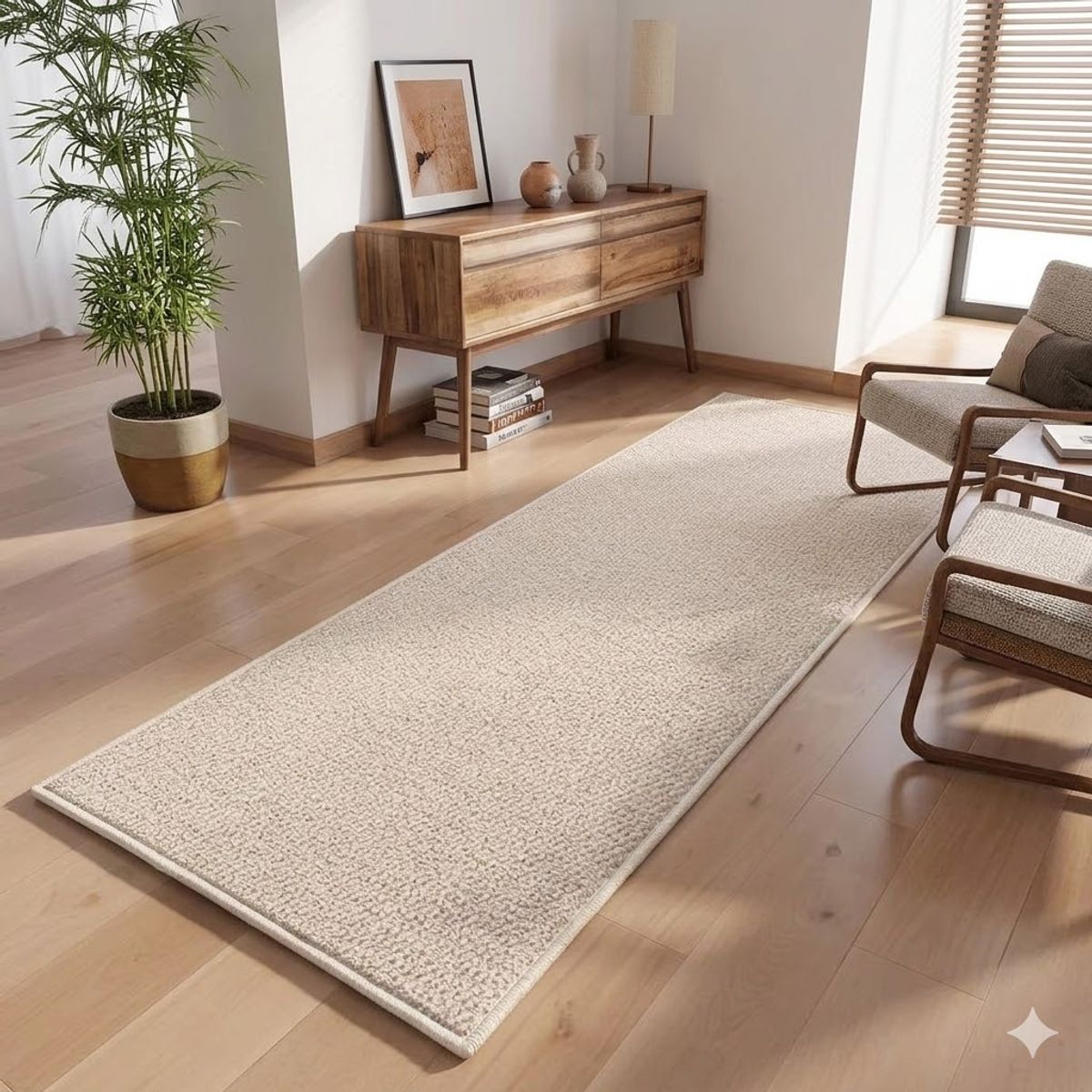 GENERICO - ALFOMBRA O PASILLERA TEJIDA ANTIDESLIZANTE DE 60CM X 180CM COLOR BEIGE CM