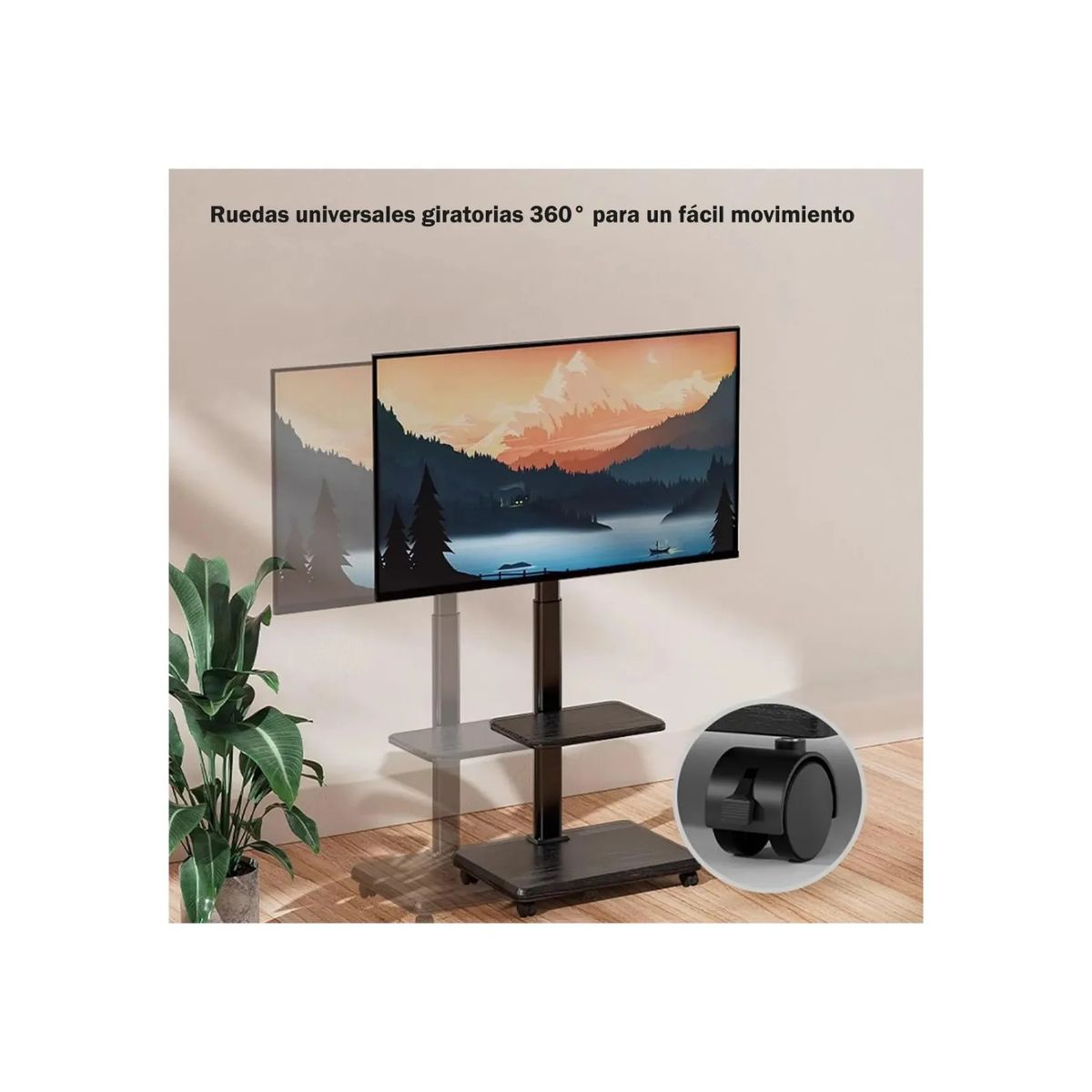 GENERICO - Soporte Tv Rack Movil Con Ruedas 32 A 70 Base Pedestal Stand Color Negro