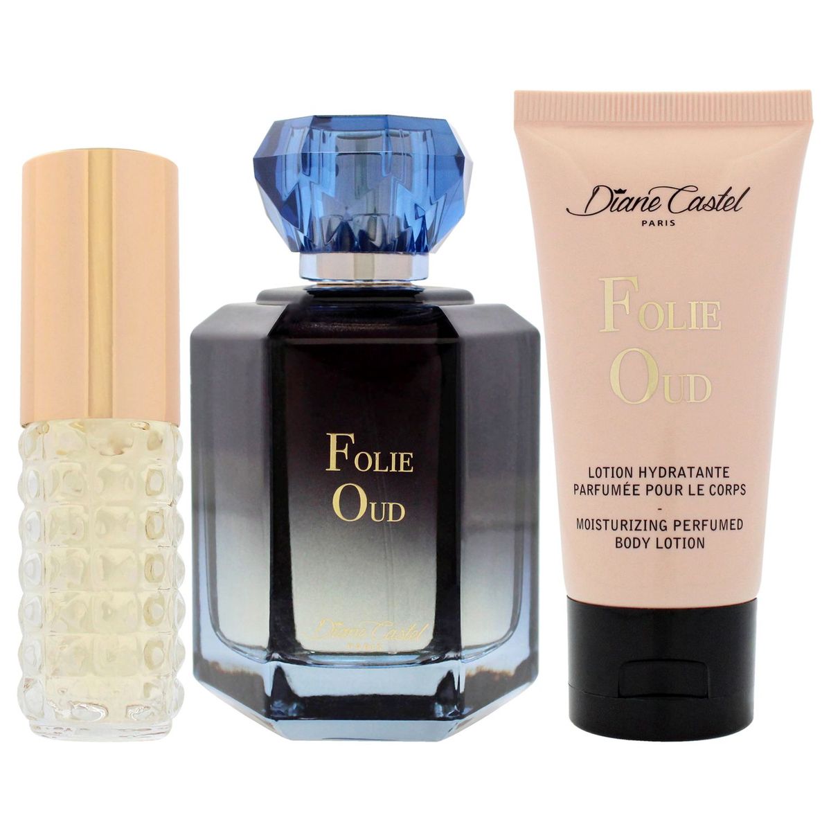 GENERICO - Diane Castel Folie Oud Gift Set Mujer 3 Piezas EDP 98 ml EDP + 10 ml EDP Mini + 50 ml Body Lotion