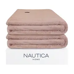 NAUTICA - Pack 2 Mantas de cama Home Jacquard Franela ultrasuave 127x178cm rosa