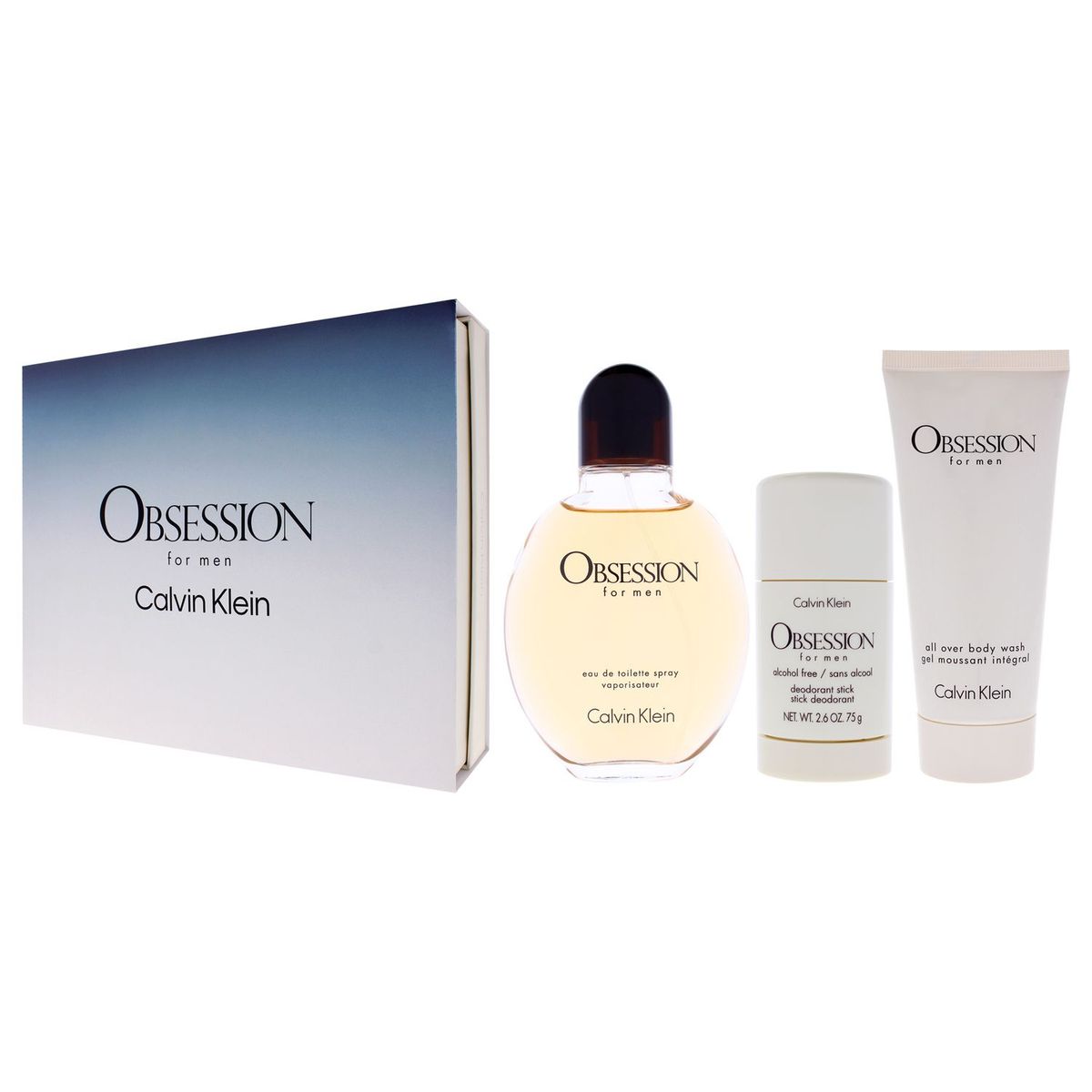 CALVIN KLEIN - Calvin Klein Obsession Gift Set Hombre 3 Piezas EDT 124 ml EDT + 98 ml Body Wash + 77 ml Deodorant Stick