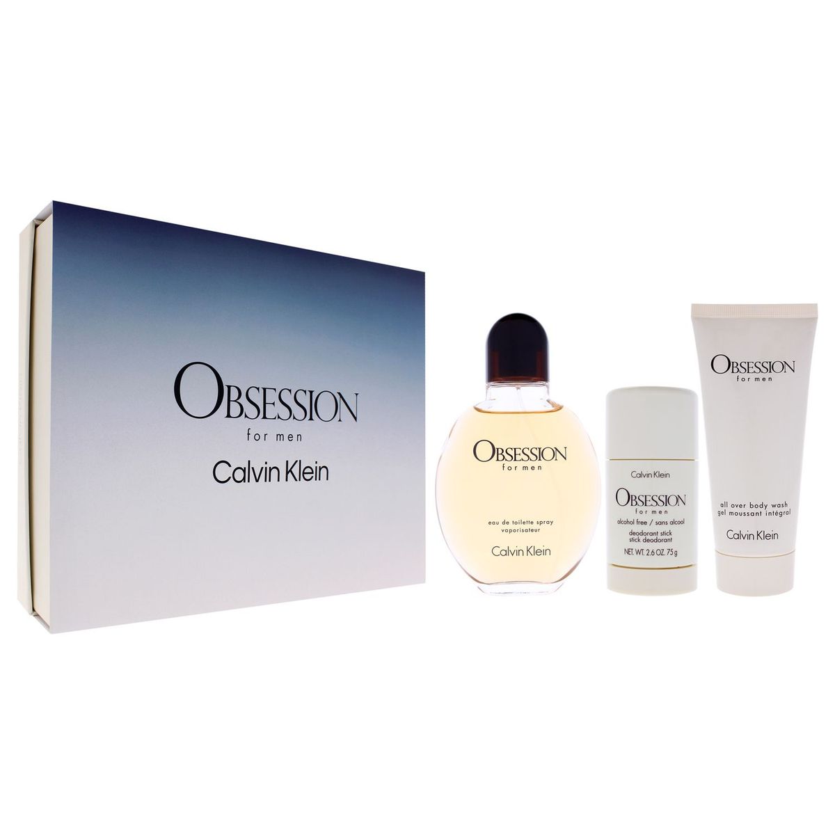 CALVIN KLEIN - Calvin Klein Obsession Gift Set Hombre 3 Piezas EDT 124 ml EDT + 98 ml Body Wash + 77 ml Deodorant Stick