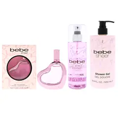 BEBE - Sheer Layering Gift Set Mujer 3 Piezas EDP 101 ml Sheer EDP + 248 ml Sheer Body Mist + 16.9 Sheer Shower Gel