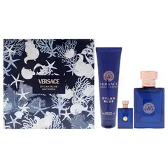 VERSACE - Dylan Blue Gift Set Hombre 3 Piezas EDT 101 ml EDT + 5 ml EDT Splash Mini + 148 ml Shower Gel
