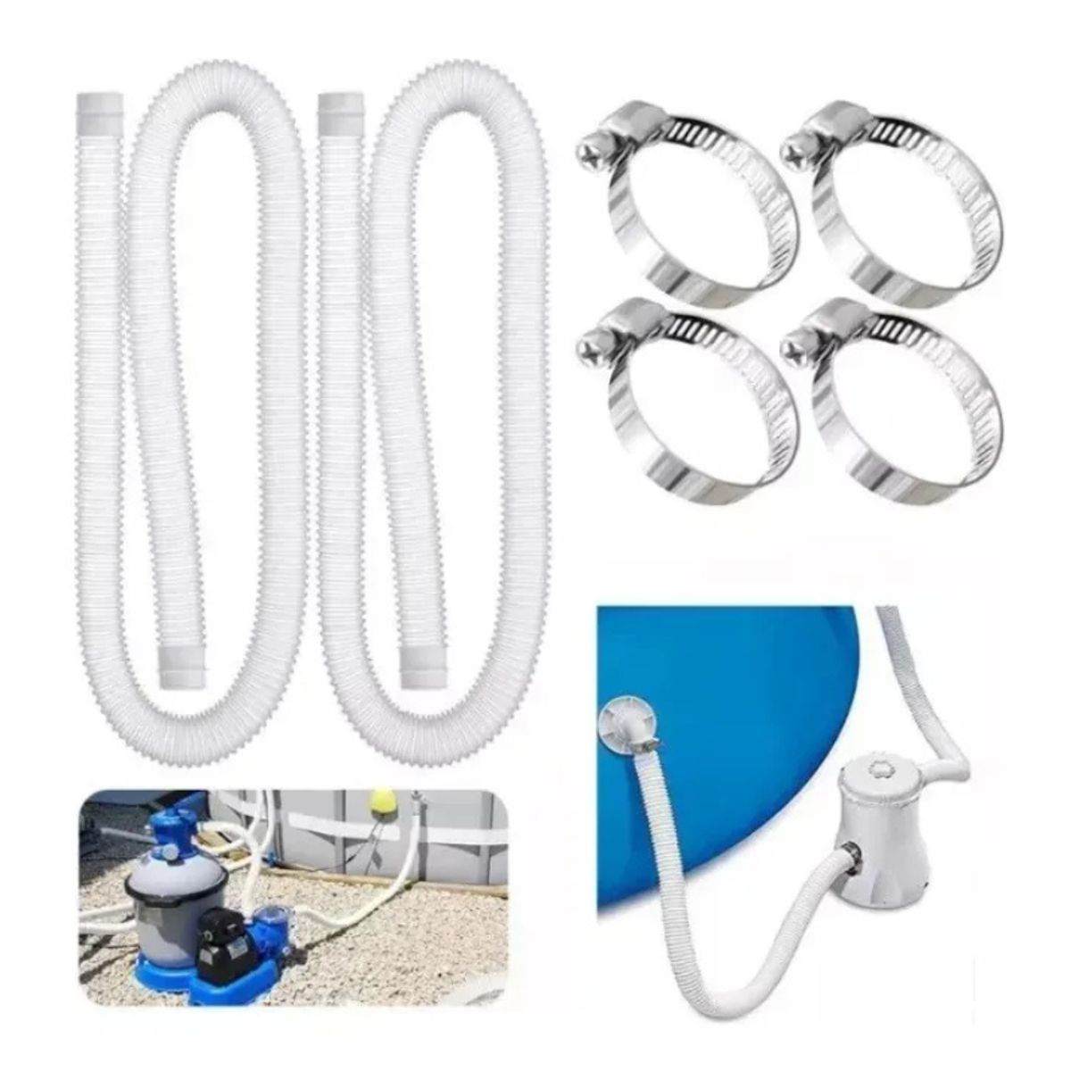 GENERICO - Pack 2 Mangueras Filtro Piscina Para Intex Bestway 150cm