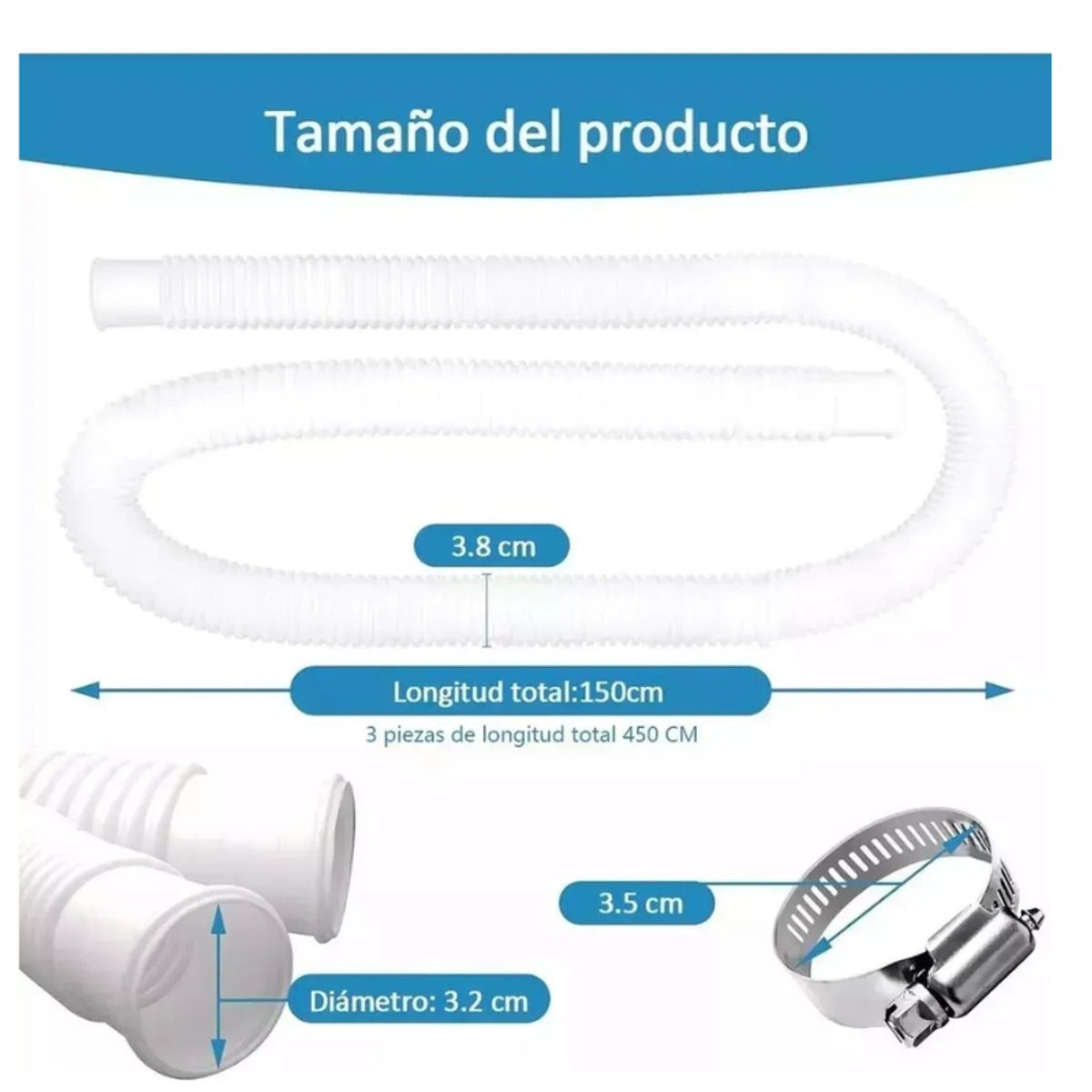 GENERICO - Pack 2 Mangueras Filtro Piscina Para Intex Bestway 150cm