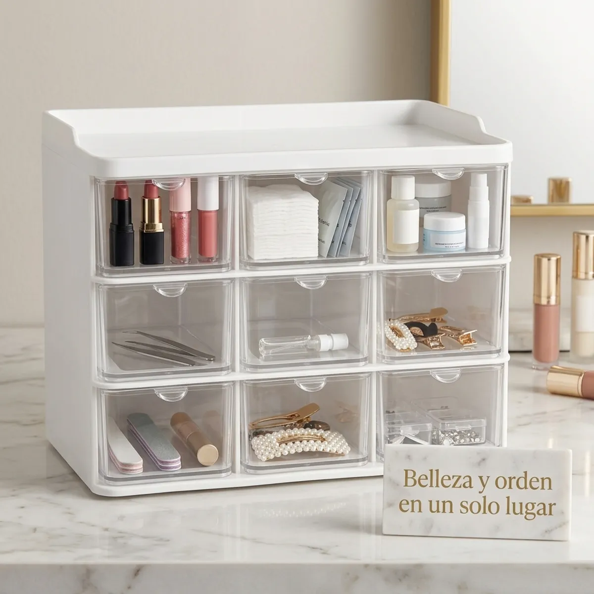 ARMONIA - Organizador Maquillaje Mini 3x3 Accesorios 9 compatimientos