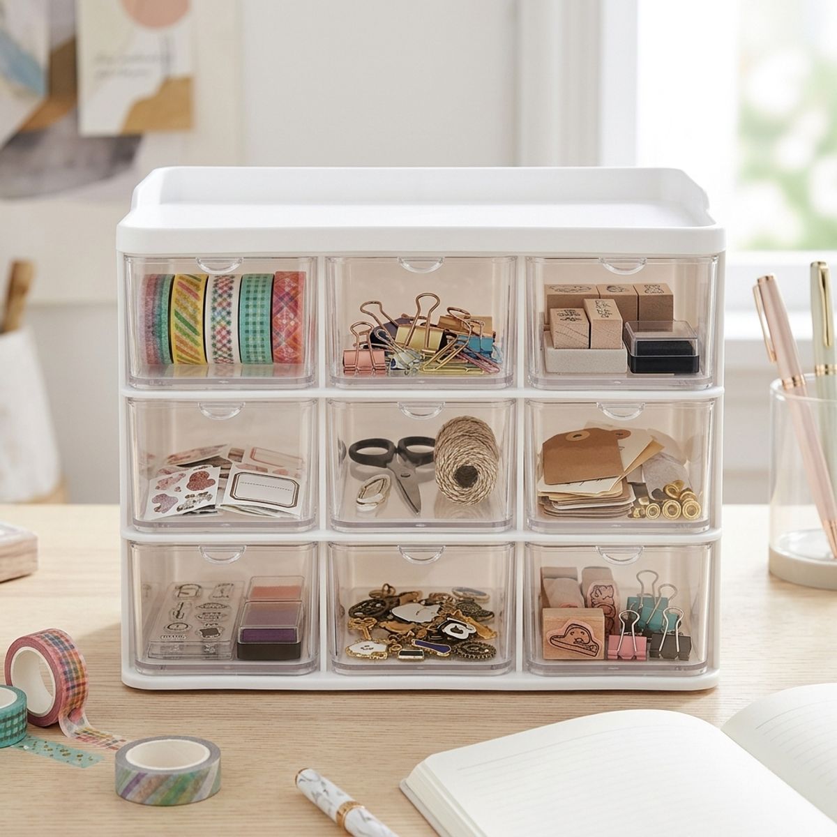 ARMONIA - Organizador Maquillaje Mini 3x3 Accesorios 9 compatimientos