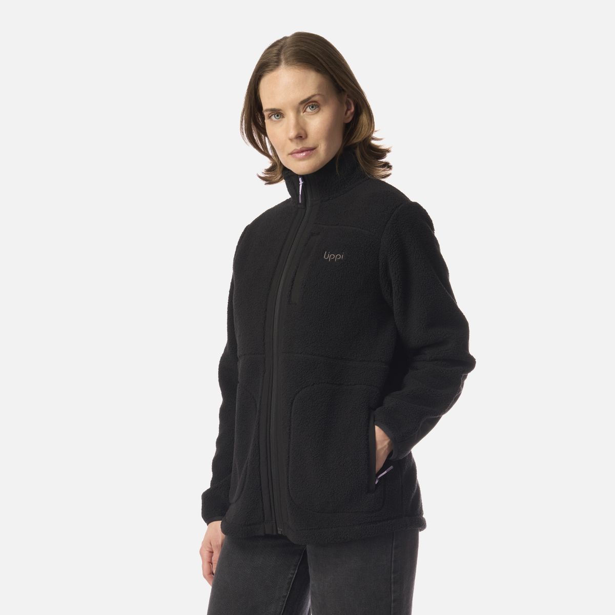 LIPPI - Polar Mujer Hug-like Shaggy-Pro Jacket Negro Lippi