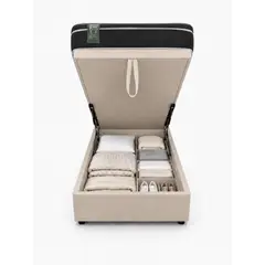 GENERICO - Base Baúl 1 Plazas Onyx Beige + Colchón Mery Desing – Sistema Hidráulico Premium