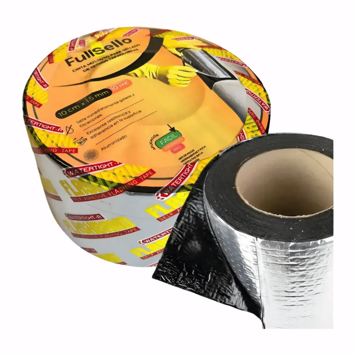 FULLSELLO - Cinta Tapagotera Asfáltica Aluminizada 10cmx10mt Impermeable