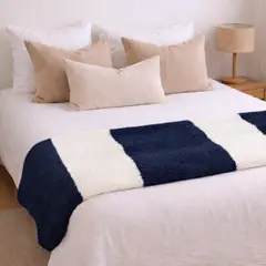NAUTICA - Manta de franela 127x152 Fluffy suavidad superior azul marino
