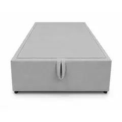 GENERICO - Cama Una Plaza Turin Gris Claro Baúl Multifuncional + Base + Respaldo + Colchon Excellence Plus