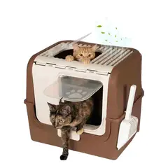 GENERICO - Arenero Cerrado Gatos Michis Baño Sanitario Con Pala Filtro Color Marrón BELUG