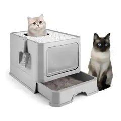 GENERICO - Arenero Gato Cerrado Baño Sanitario Con Tapa Y Pala Gris BELUG