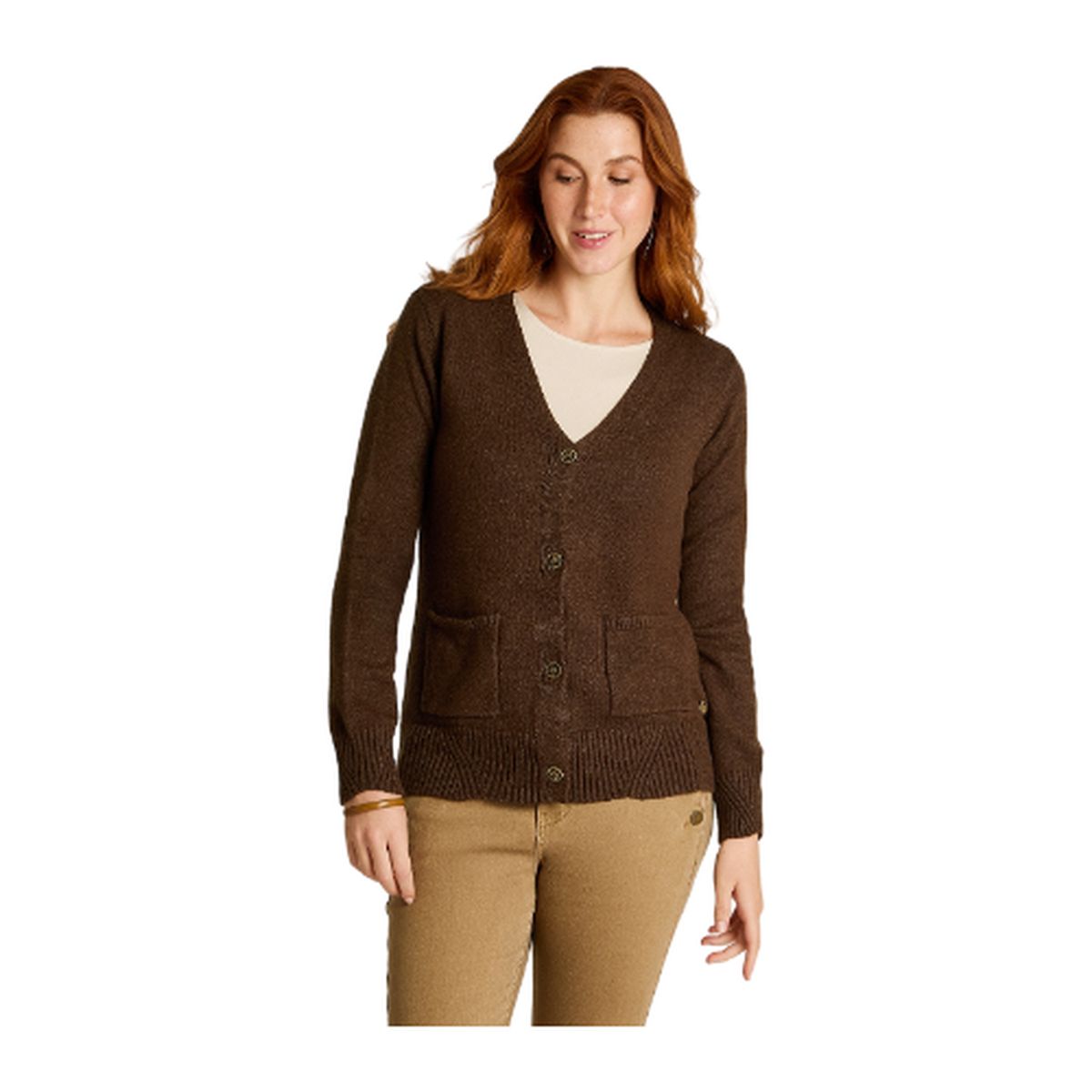 LORENZO DI PONTTI - Cardigan Cafe Manga Larga Elasticidad Media Sin Forro Calce Normal Tela Tejido
