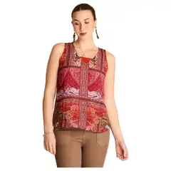 LORENZO DI PONTTI - Blusa Sin Mangas Mujer Terracota