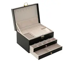 GENERICO - Joyero Caja De Joya Dos Capas Tipo Maleta Organizador Color Negro BELUG
