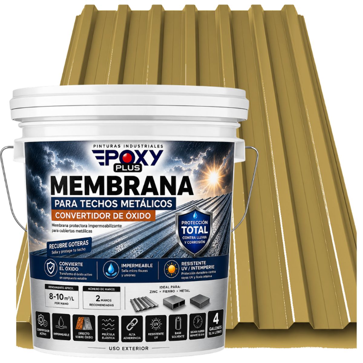 MEMBRANA PARA TECHOS METÁLICOS - CONVERTIDOR OXIDO - TINETA 4G - ARENA, marca EPOXY - Foto Principal
