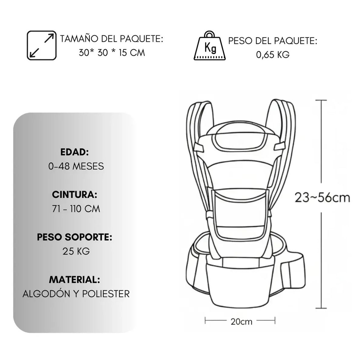 GENERICO - Mochila Porta Bebé Cánguro Ergonómico 15 Posiciones 48 Meses Color Rosa BELUG